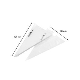 Set van 100 wegwerp professionele spuitzakken 50 cm en transparante plastic maatbeker 1 liter FM Professional