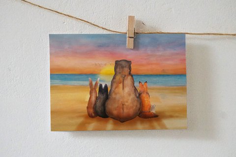 Kaart Zonsondergang aan het strand