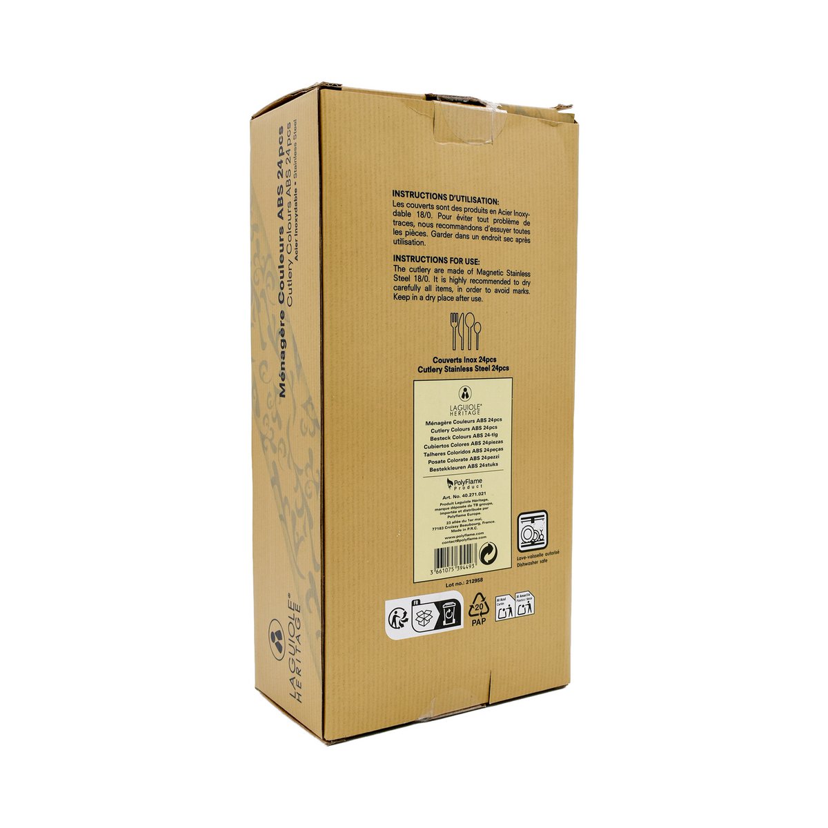 Ménagère Laguiole Héritage- Manche Coloré – 24 pièces
