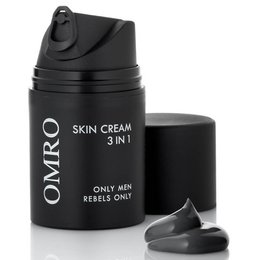 Black skin cream container for men with 3-in-1 formula containing magnesium, vitamins, and zinc.