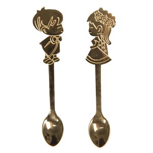 Spoons set of 2 12 cm gold -colored metal children tablespoons