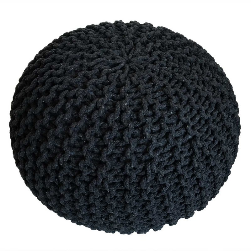Pouf Ø 55 H 37 H 37 Strickhocker Sitzpouf Bodenkissen nachhaltig