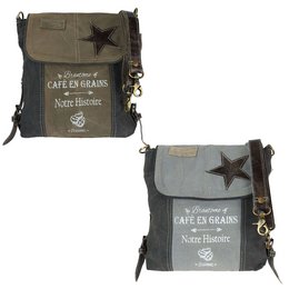 Sunsa dames schoudertas. Handtas gemaakt van canvas en leer. Schoudertas in vintagestijl. Grote crossbodytas voor dames.