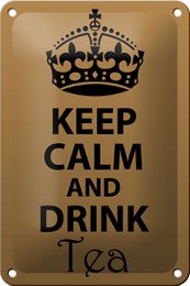 Tin sign saying 12x18cm Keep Calm and drink tea decoration