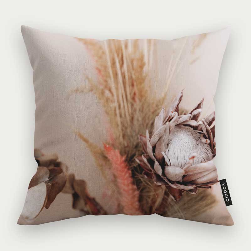 Sierkussen - Droogbloemen Zacht Beige