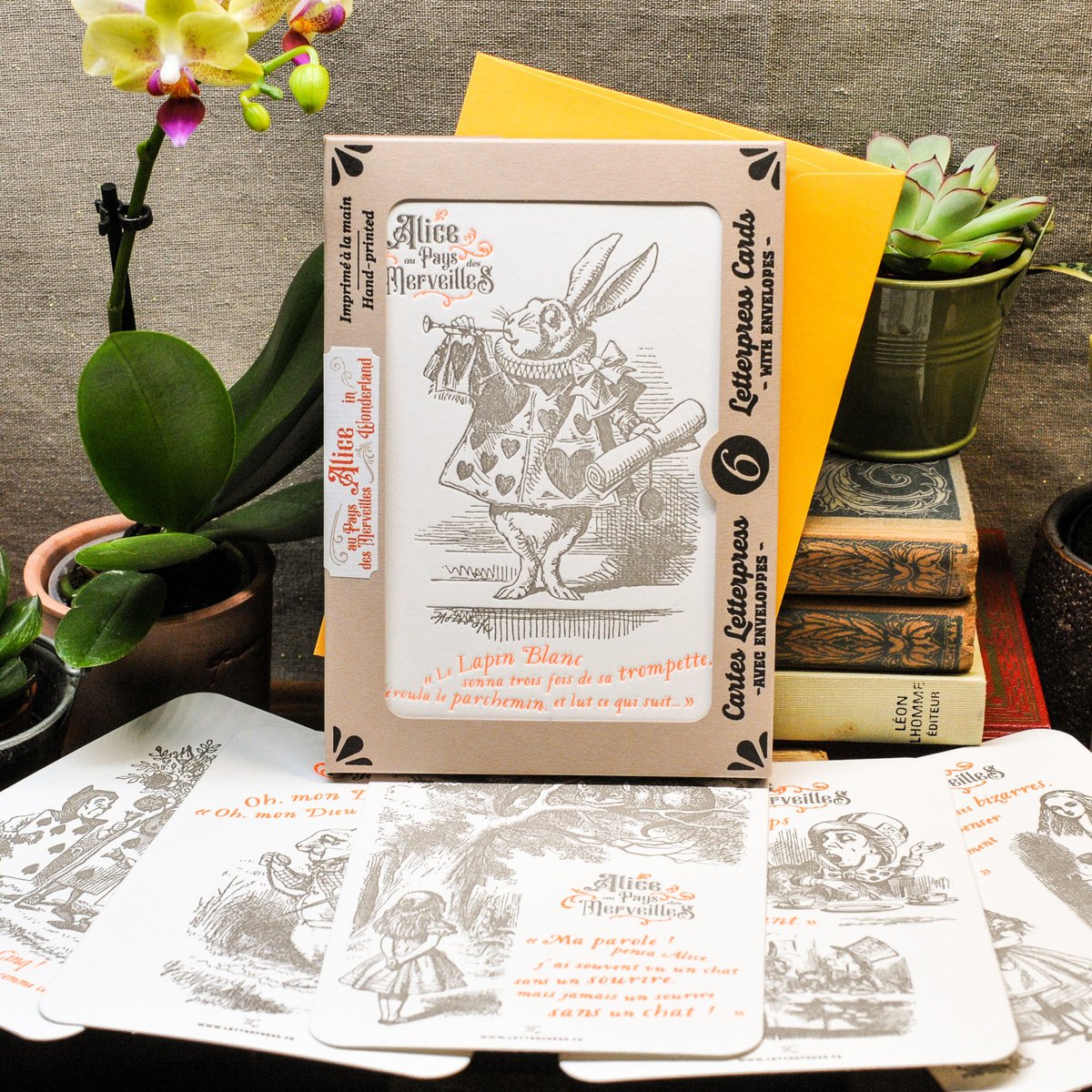 Box of 6 Alice in Wonderland Letterpress Cards (with envelopes)