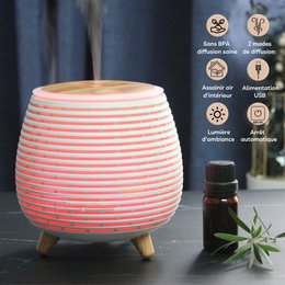 USB Ultrasonic Diffuser – Lina – Flerfarvet LED-belysning – Moderne og diskret – Dekorationsgave-idé