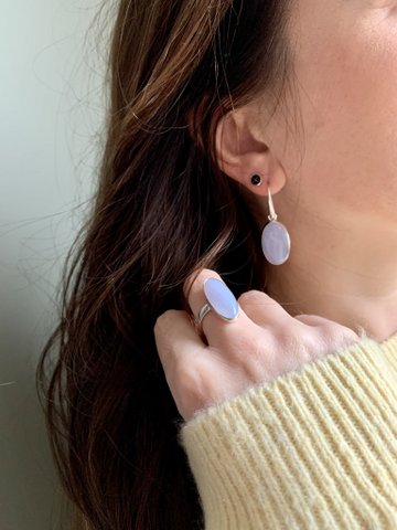 Silberring 10x24mm Chalcedon