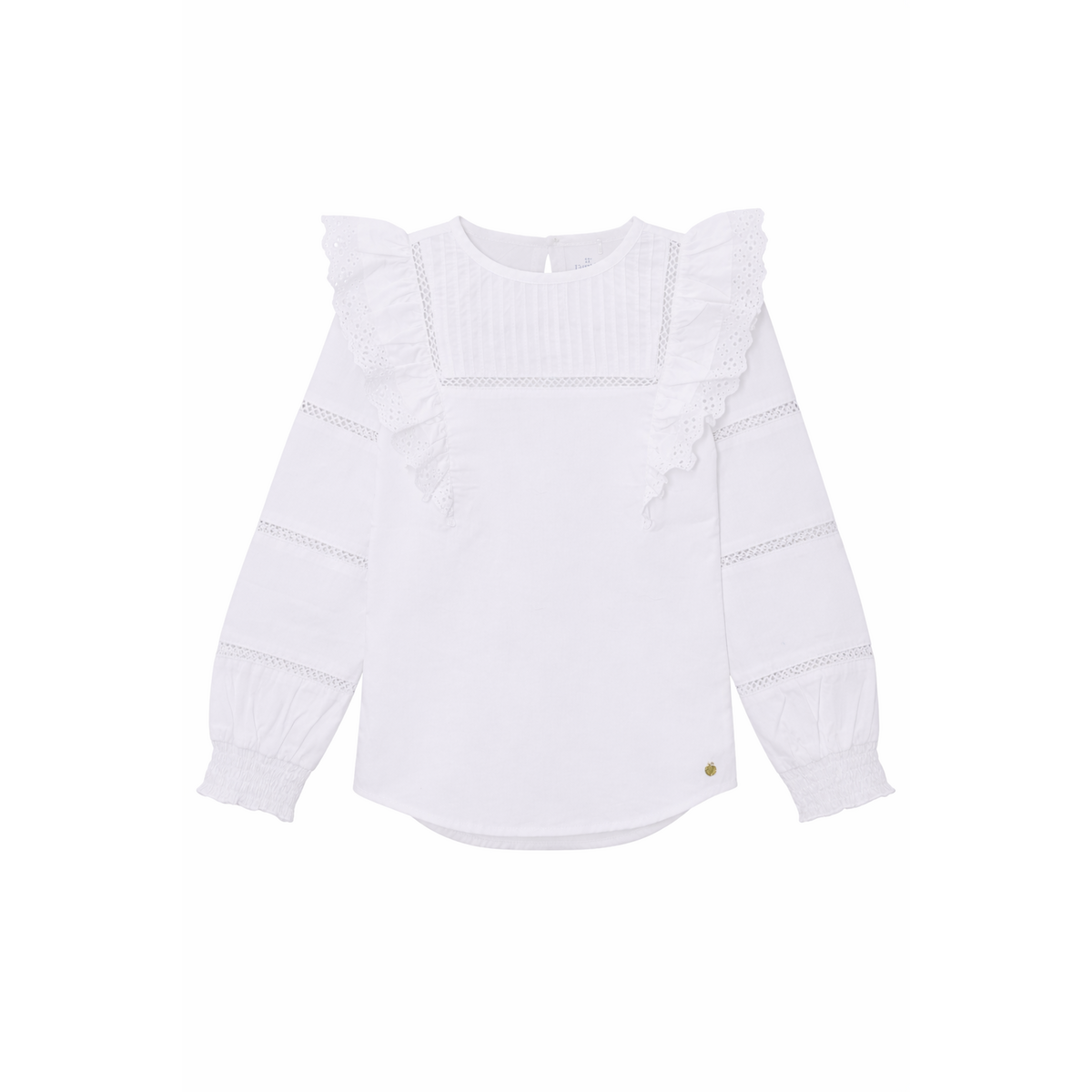 Chemisier Funkle Blanc Neige – Popeline de Coton Paper Touch – Luxe Meisjesmode