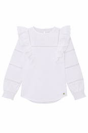 Chemisier Funkle Blanc Neige – Popeline de Coton Paper Touch – Luxe Meisjesmode