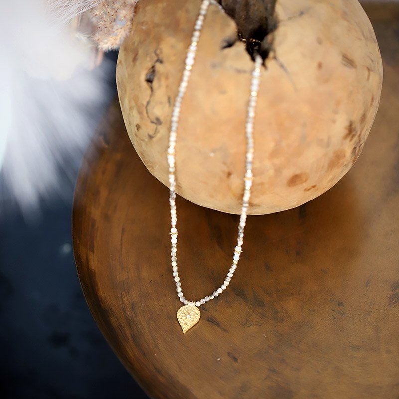 Lotus necklace labradorite moonstone