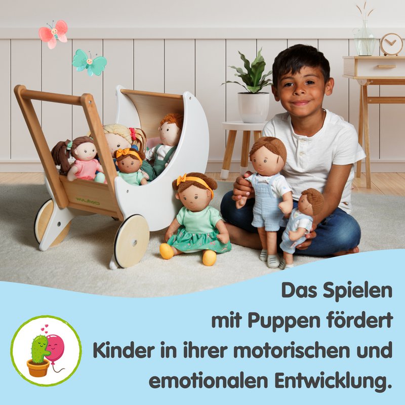 Stof Doll '' Lucie '' med kjole til at sætte på og tage af, 32 cm