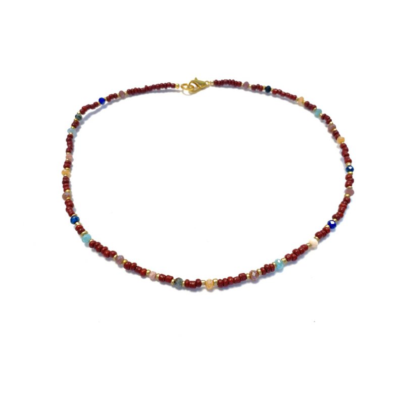 Halskette burgunderrot mit Edelsteinen und Swarovski