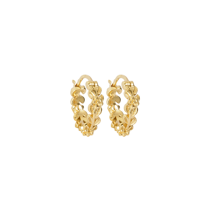 Arete flor chapado en oro 14k