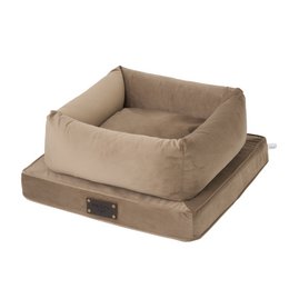 "Nero" Lair for en hund og en kat fra det fluffy hvalpemærke, kaffe med mælk, velourmateriale, håndlavet!