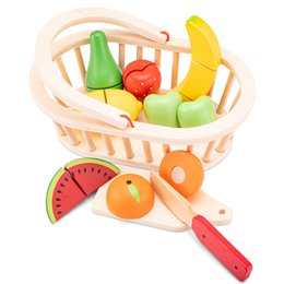 Juego de cesta de frutas de madera.