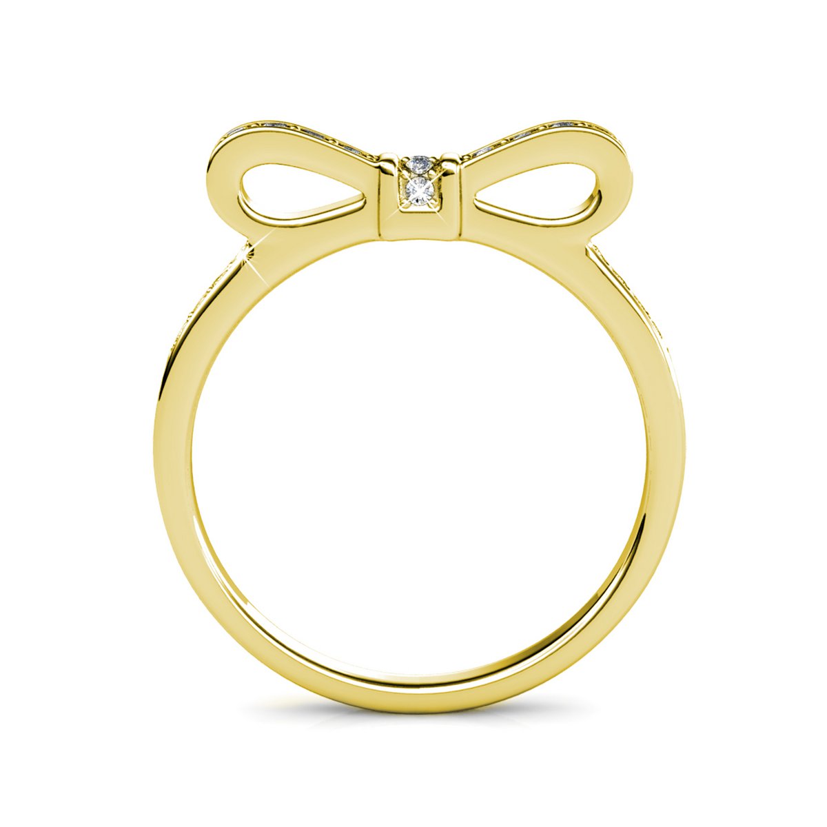 Bague Ribbon - Doré et Cristal