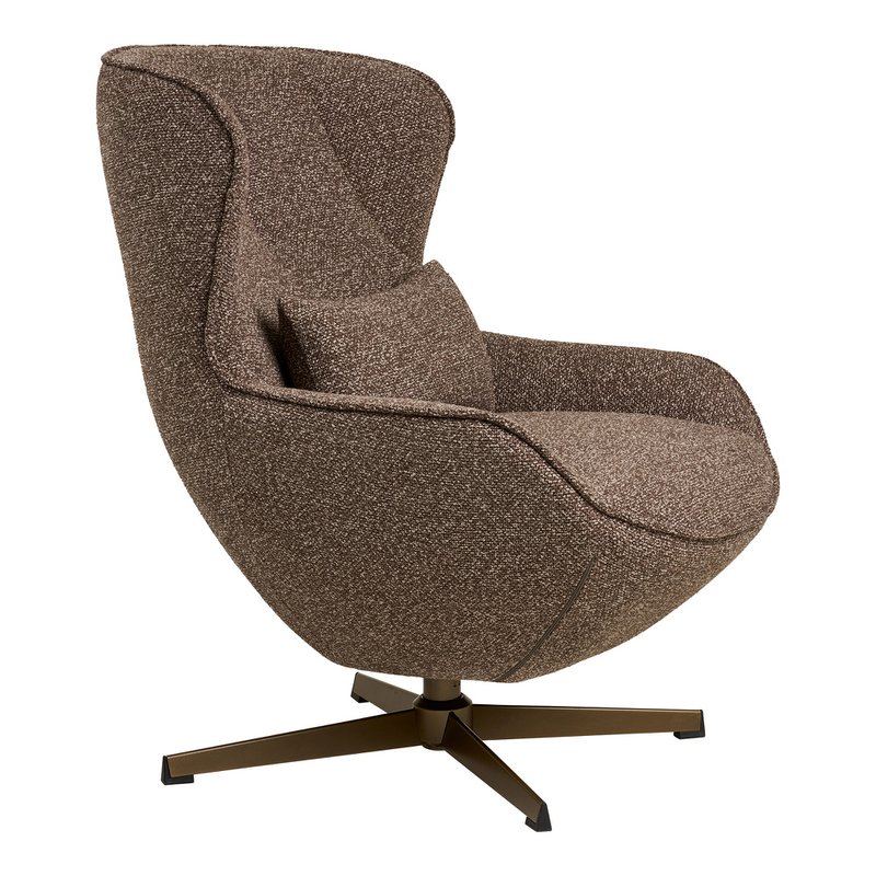 Blenheim Lounge stoel met draaibare, bruine, bronskleurige poten, HN1305