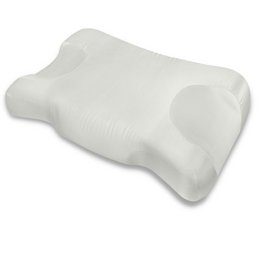 Soft, plush white pillow with contoured shape designed to provide comfort and support for the head and neck during sleep. Made of high-quality silk material to help reduce skin irritation and hair breakage.