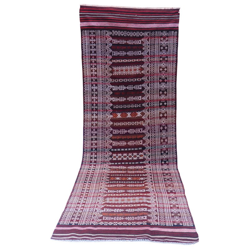 Tapis Vintage Baluch Soumak Brun Foncé
