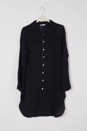 Short dress with linen pockets for women ref.2244