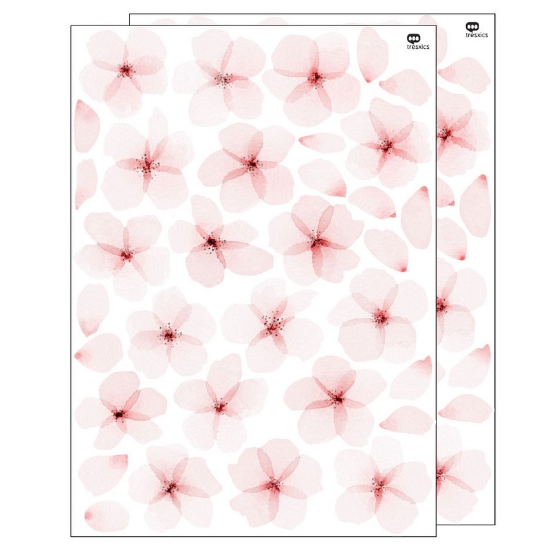 Vægklistermærke akvarel kirsebærblomst