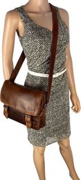 Damer skuldertaske - cognac læder messenger taske / crossbody taske