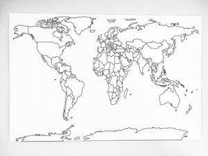 Color wallpaper removable beam 150x100 cm World map