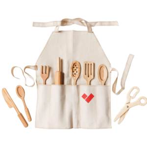 Wooden toy kitchen set