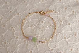 Peridot, Chalcedony and Rose Quartz Bracelet - Gold