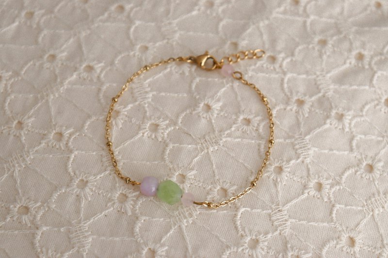 Peridot, Chalcedony and Rose Quartz Bracelet - Gold