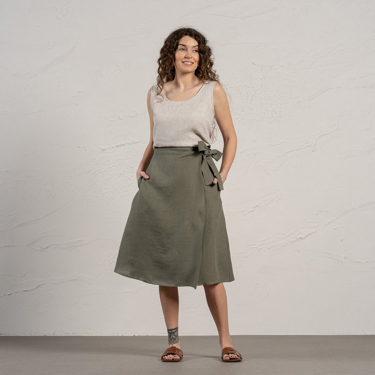 Falda Cruzada De Lino Beverly
