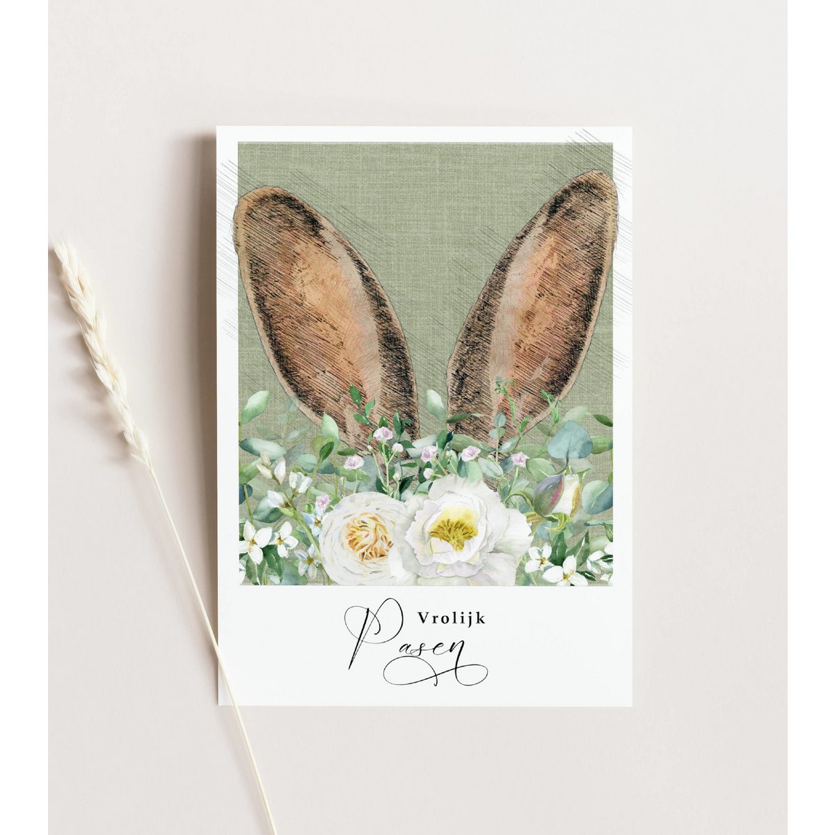 Tarjeta de Pascua - Merry Pascua - Oídos de conejos, tarjeta de Pascua, alegre tarjeta de Pascua, tarjeta A6