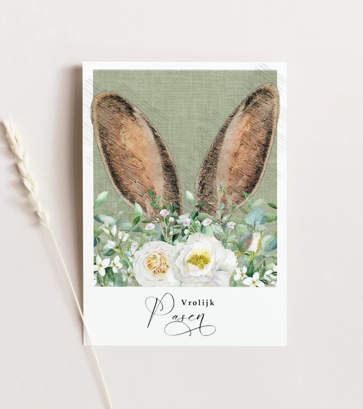 Tarjeta de Pascua - Merry Pascua - Oídos de conejos, tarjeta de Pascua, alegre tarjeta de Pascua, tarjeta A6