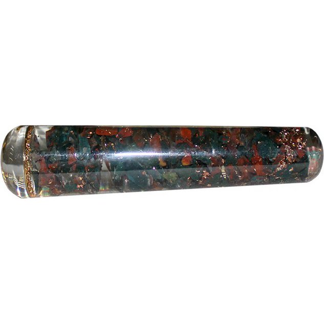 Orgone Smooth Massager Bloodstone with Flower of Life