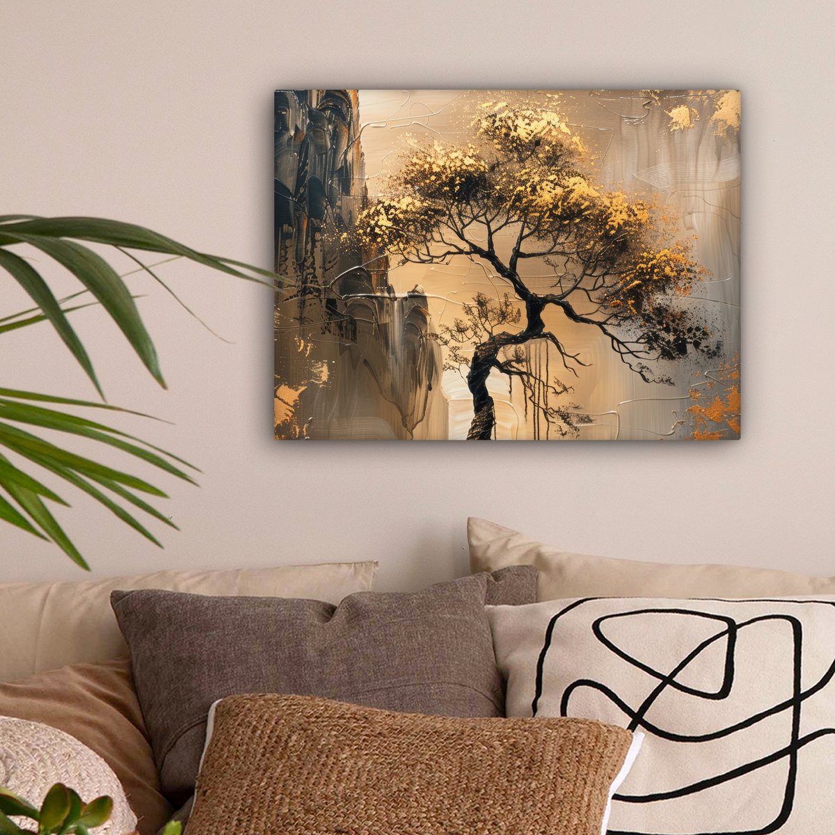 Peinture sur toile - décoration murale - or - paysage - peinture - décoration murale salon - décoration de chambre moderne - peintures abstraites