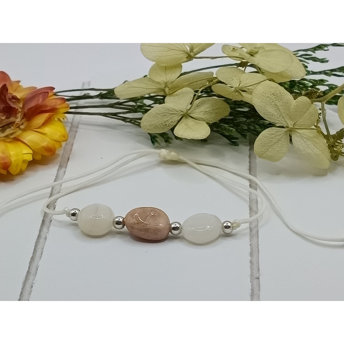 Maansteen edelsteen armband macramé