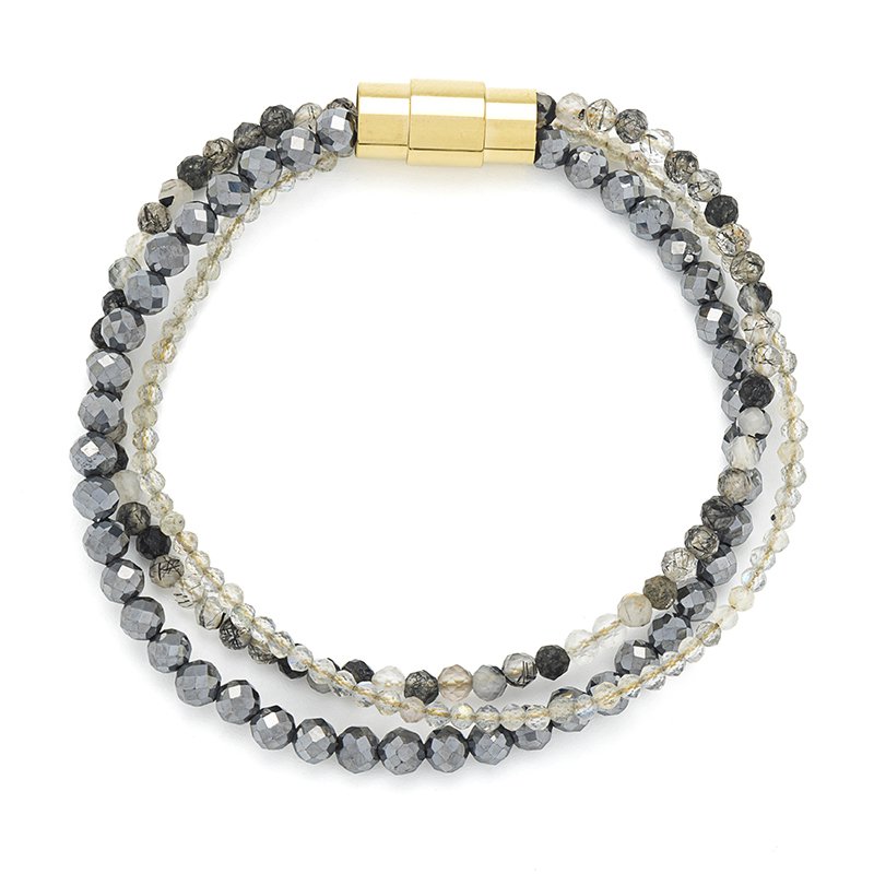 Armband 3 rijen parels en strass-steentjes FILOMENA