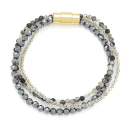 Armbånd 3 rækker perler og rhinsten FILOMENA