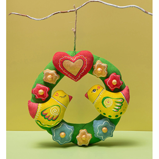Easter wreath with birds and flowers