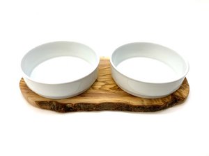 Feeding station RUSTY (2x 0.9 liter porcelain bowl) for feed and water