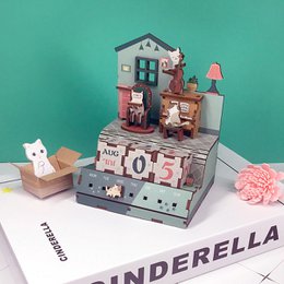 Tonecher, Diy 3d Houten Puzzel, Kalender, The Cats Musical, TQ004, 10,4x8,9x13,3cm