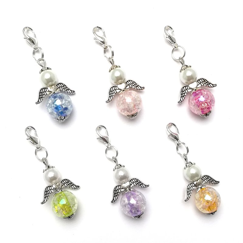 Guardian angel "Ina" keychain, 6-series set, silver-colored