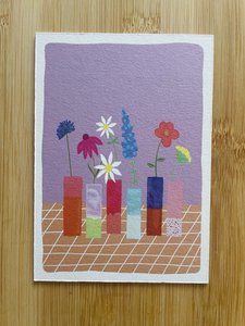 6 vases with floral cardboard map