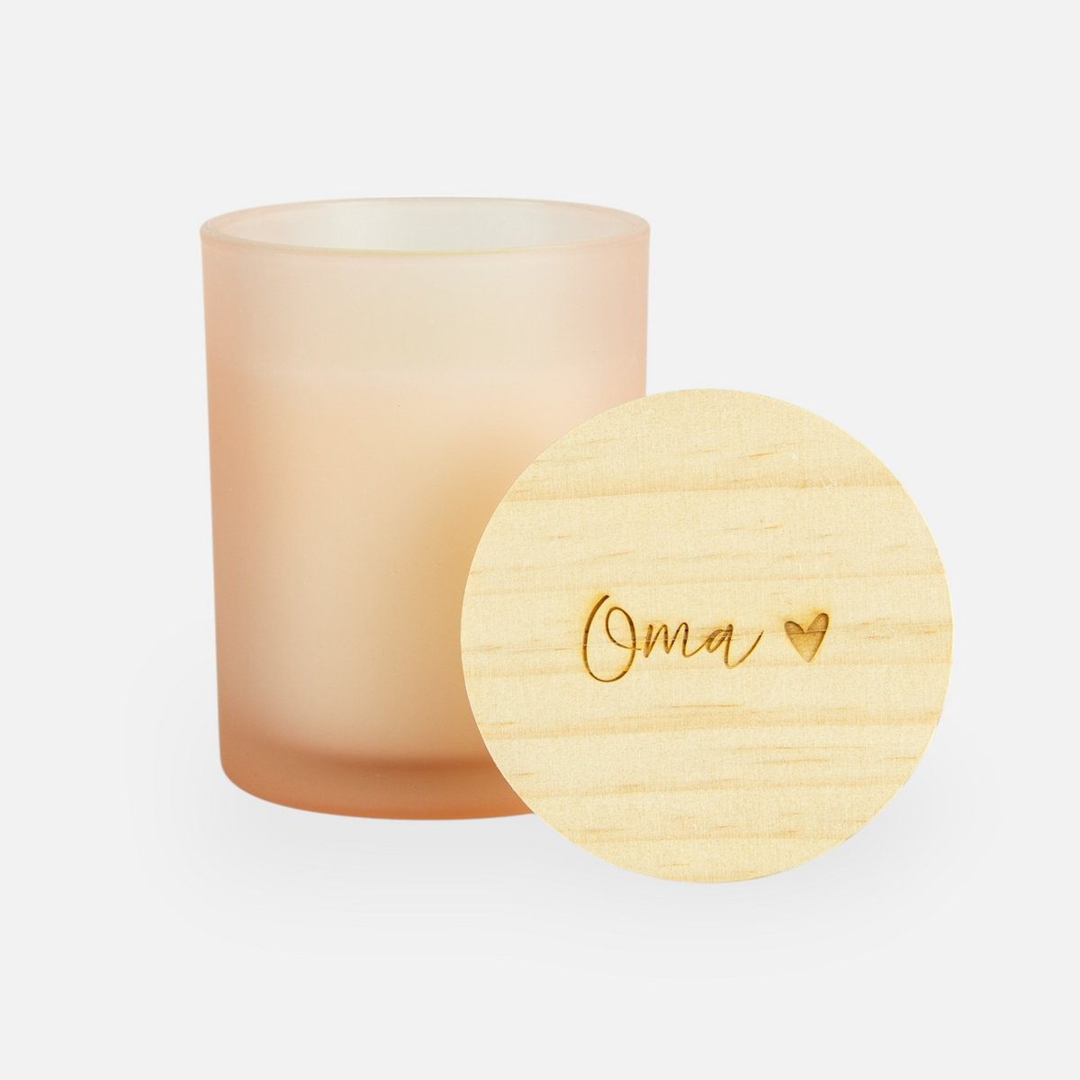 Scented candle with wooden lid frosted blush - 'grandma'