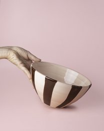 Ceramic Salad Bowl 21cm - Brown and Pink / Chocolate