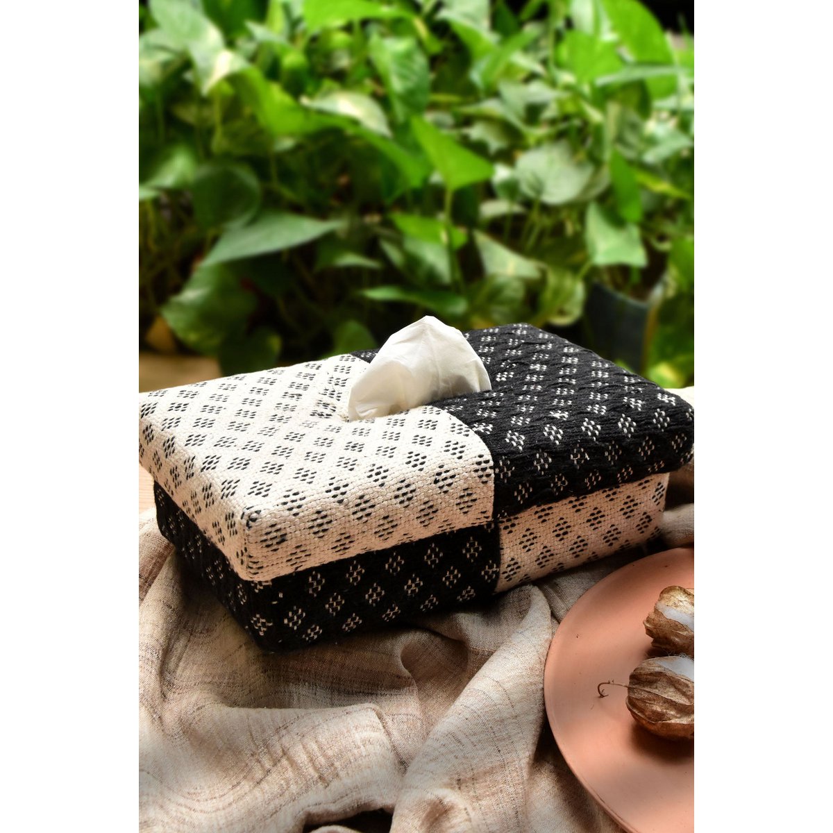 Tissue Box Cover | Handwoven Jacquard Two Sided | 24x14cm