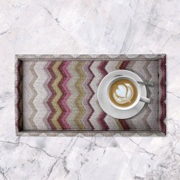 Rectangular artificial leather zigzag pink cosmetic tray for serving. Made of durable materials with a stylish zigzag pattern design.