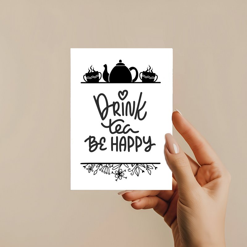 Le carte regalo singole per il tè bevono il tè sii felice A6