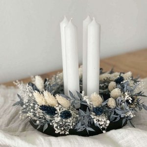 Adventskrans gedroogde bloemen voor kaarsenbakje